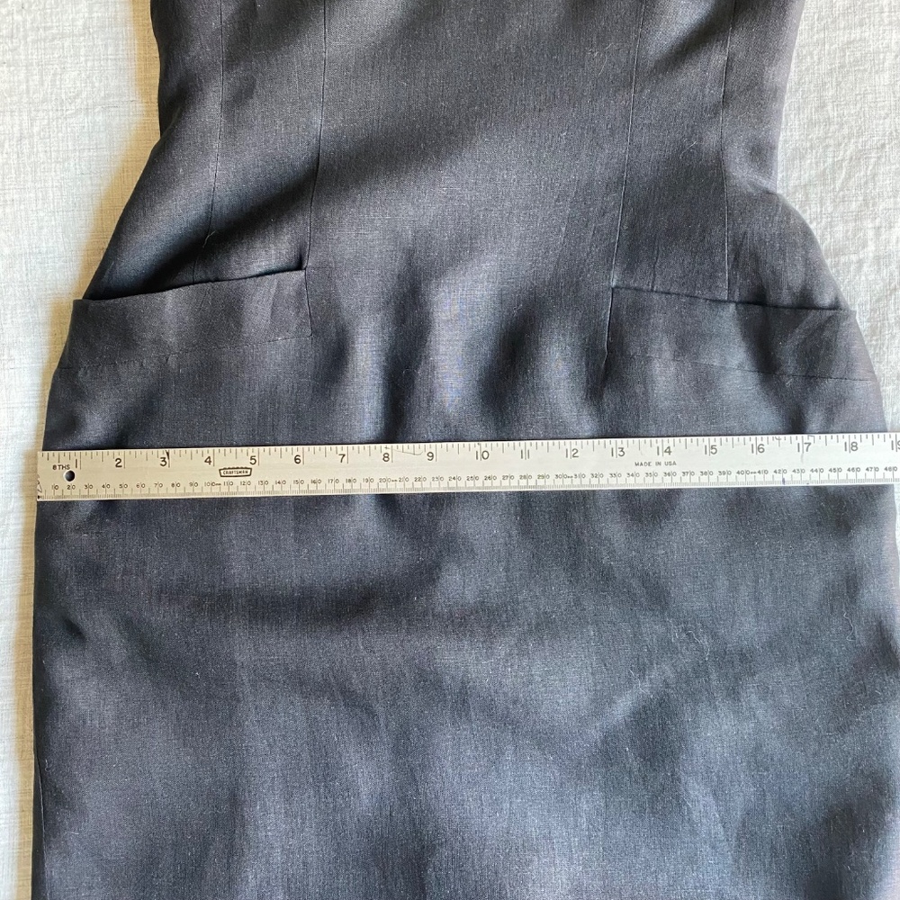 Vintage late 80's Donna Karan black label, black linen dress NEVER WORN Sz 8 - Picture 12 of 15